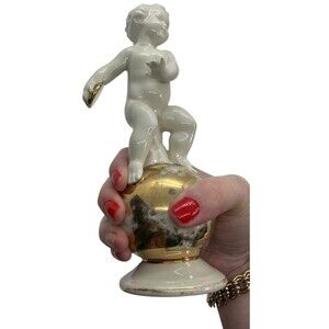 Vintage Discus Disc Throwing Figurine Baby Atlas Germany Statue Trophy Rare
